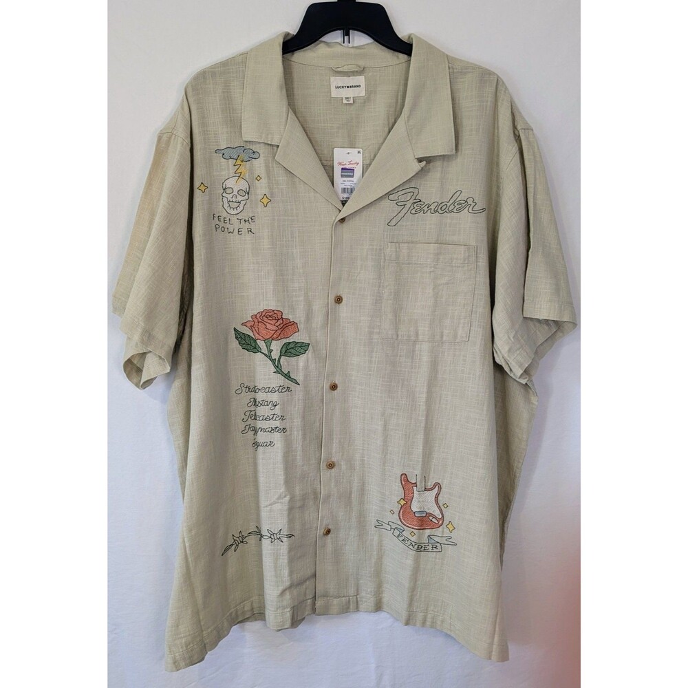 Lucky Brand Fender 3XLT Big Tall Embroidered Button Shirt NWT